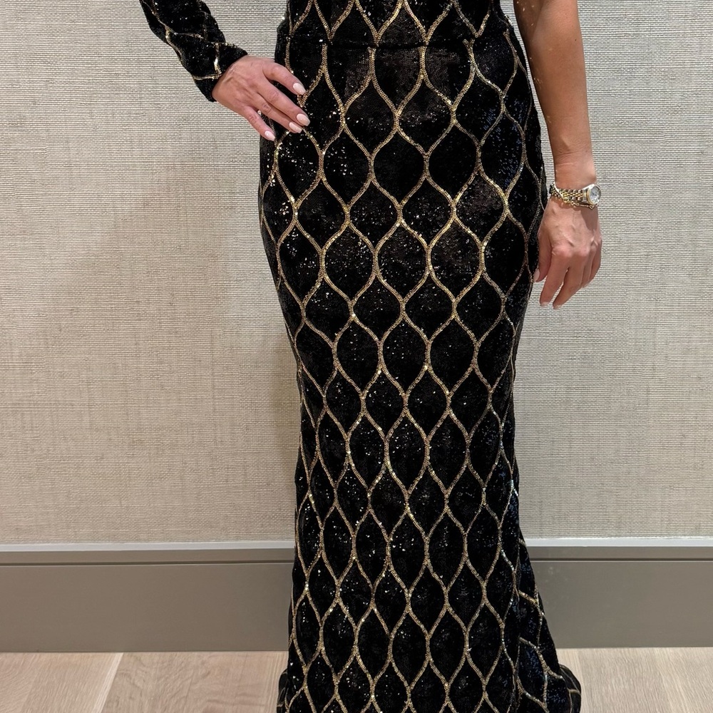 Zhivago Black and Gold Long Sleeve Dress
